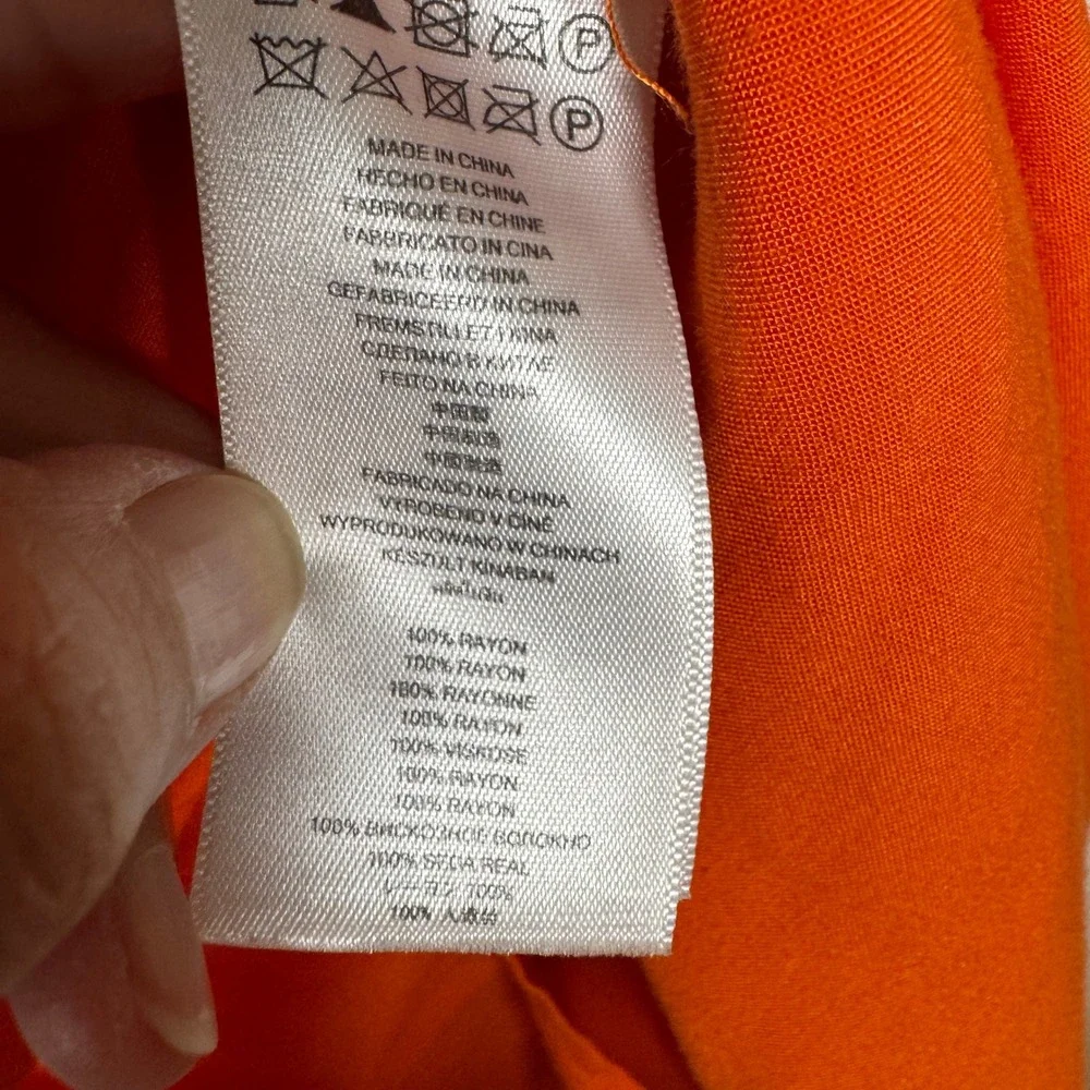 Michael Kors Shirt Dress Women Size M Orange Roll Tab Sleeve Bright Versatile